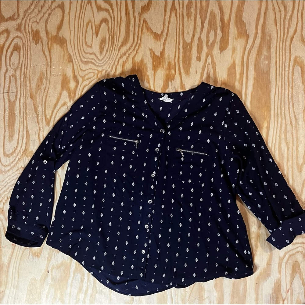 Flower & Feather blue tunic top size 1XL